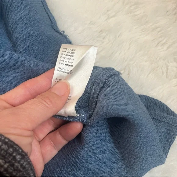 Free People Kelsey Blue Bell Sleeve Pleated Blouse Summer Endless size S - Picture 10 of 11